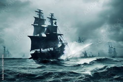 ship on the ocean storm © kyu