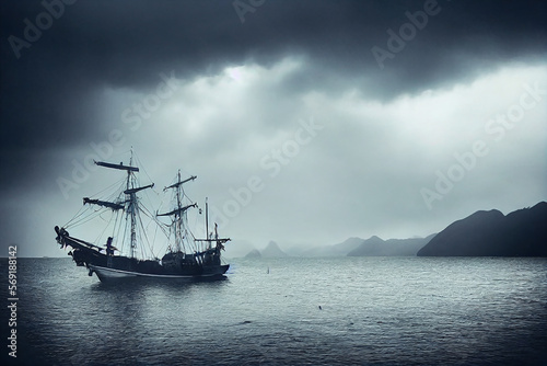 ship on the ocean storm