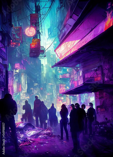 colorful neon city night