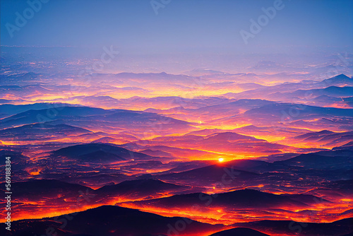 sunset landscape wideshot lights