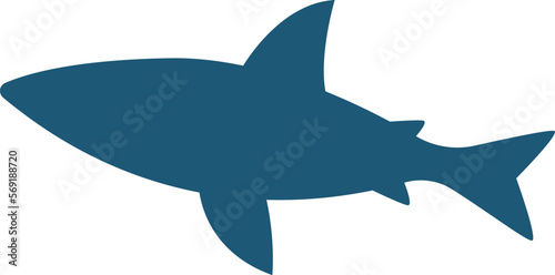 Shark shape flat icon Marine animal silhouette