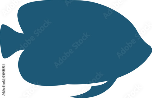Flounder fish shape flat icon Marine animal silhouette