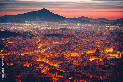 sunset landscape wideshot lights