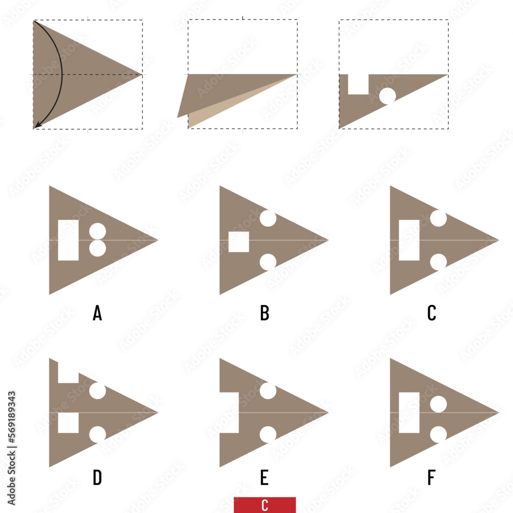 Paper Cutting Paper folding. IQ test, intelligence questions, Visual
