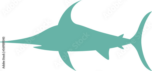 Swordfish shape flat icon Marine animal silhouette