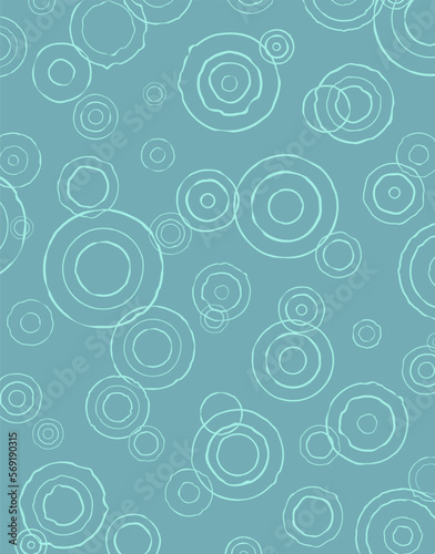 Circles on the water. Summer rain. Picture on a  blue background. Vector illustration.