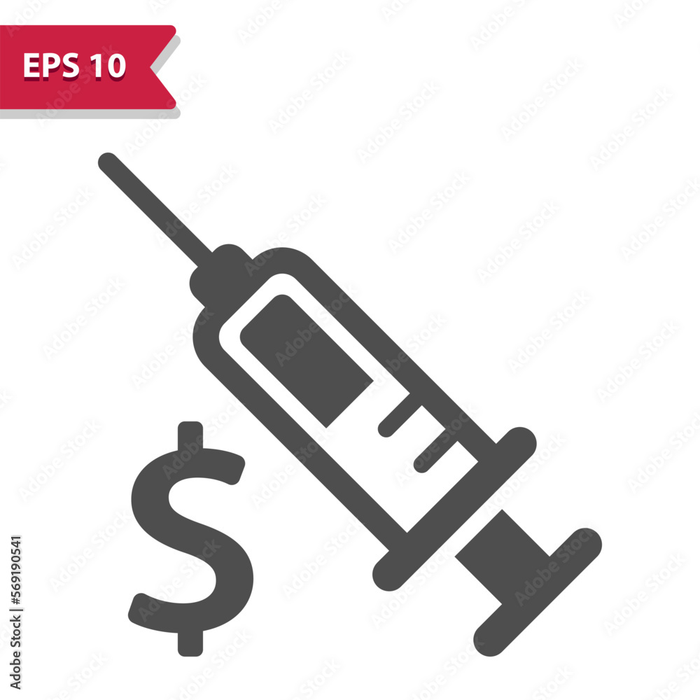 Health Care Cost Icon. Vaccine, vaccination, syringe, injection Health Care Cost Icon. Vaccine, vaccination, syringe, injection
