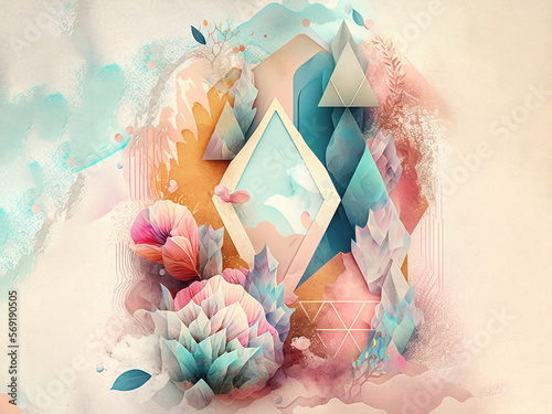AI generated: abstract boho style background in pastel colors