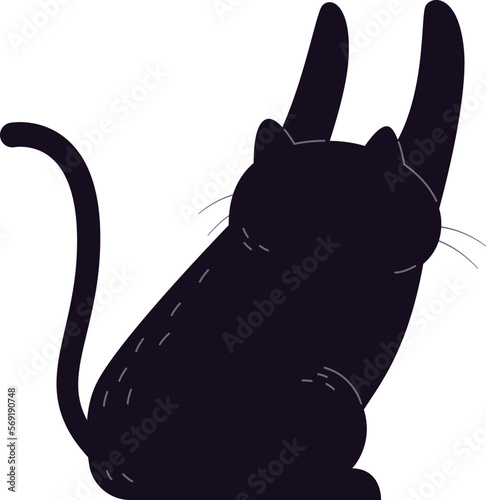 Cute domestic animal kitty flat icon Playful black cat