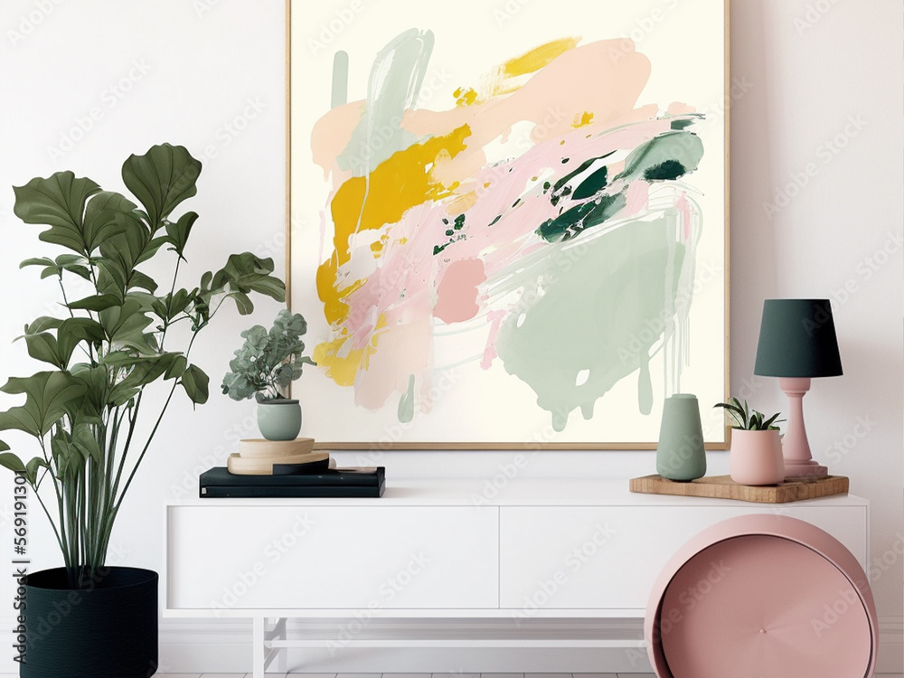 generative IA: room decoration with a brushstroke painting.