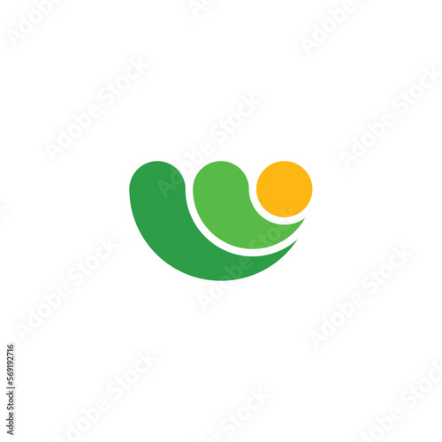 green spring wave letter w logo vector