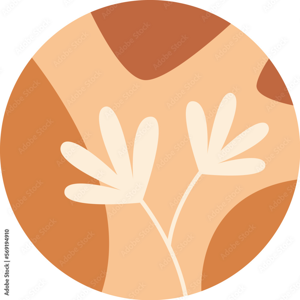 Circles with floral abstract design flat icon Circles with floral abstract design flat icon