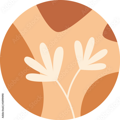 Circles with floral abstract design flat icon
