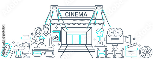 Film festival - modern line design style illustration