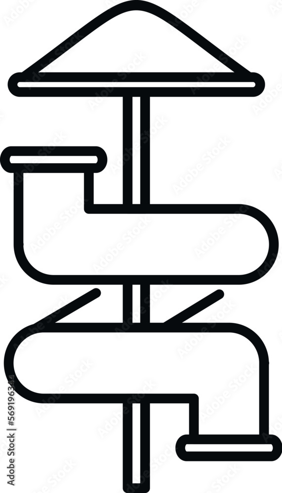 Pool slide icon outline vector. Waterpark amusement. Summer playground Pool slide icon outline vector. Waterpark amusement. Summer playground