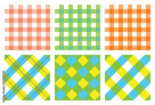 Set of seamless checkered patterns. Spring vector concept background