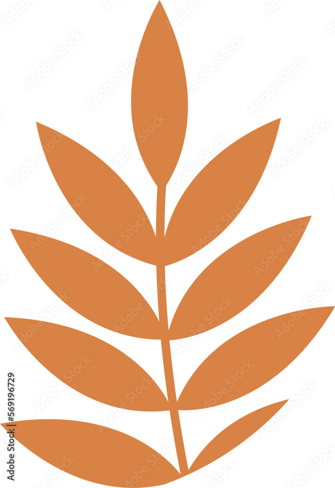 Floral abstraction design flat icon Brown hand drawn leaf Floral abstraction design flat icon Brown hand drawn leaf