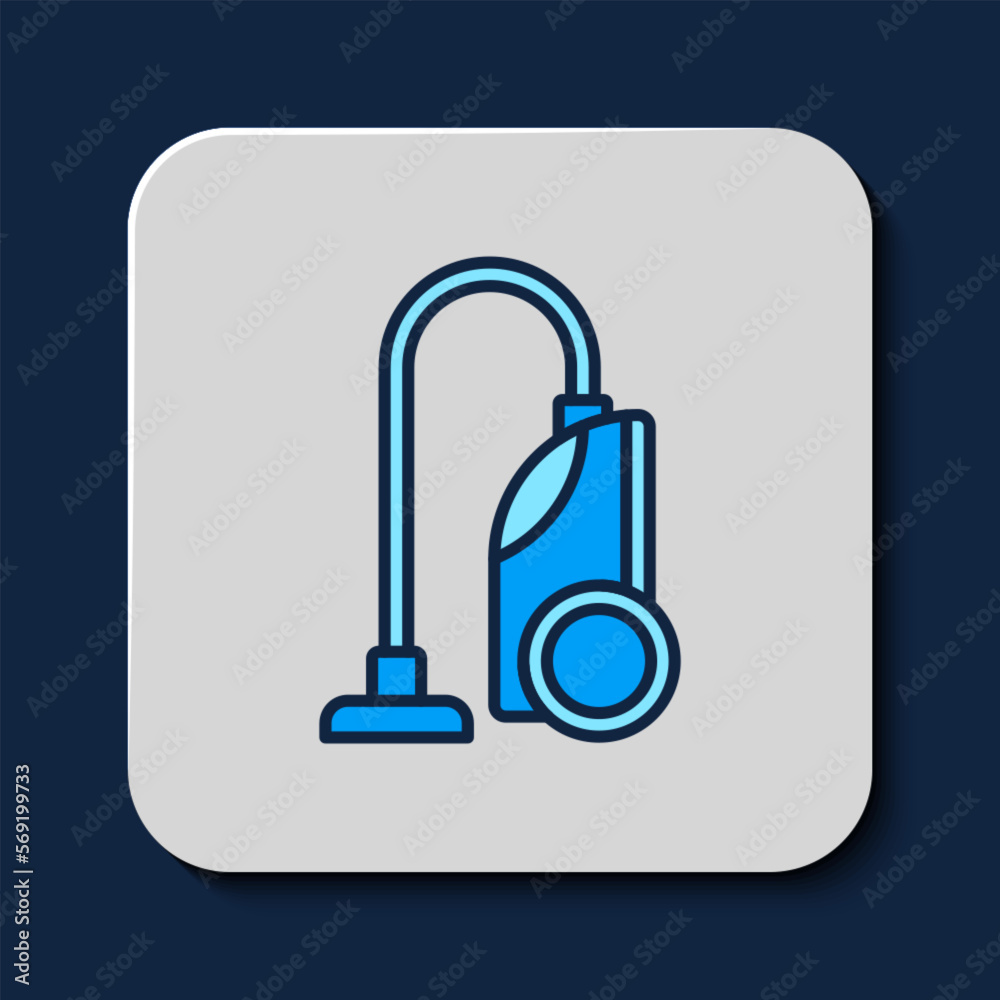 Filled outline Vacuum cleaner icon isolated on blue background. Vector Filled outline Vacuum cleaner icon isolated on blue background. Vector