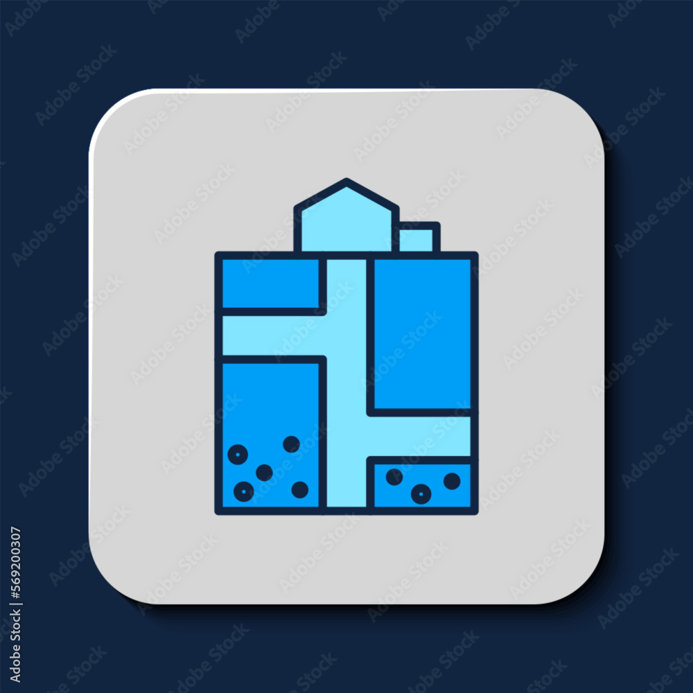 Filled outline Mine entrance icon isolated on blue background. Vector Filled outline Mine entrance icon isolated on blue background. Vector