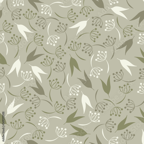 Leaves and branches repeat pattern. Floral pattern design. Botanical tile. Good for prints  wrappings  textiles and fabrics.