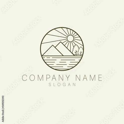 Vector logo template with travel emblem - abstract summer and vacation icon and emblem for vacation rentals, travel services, tropical spas and beauty studio. Resort and spa logo design