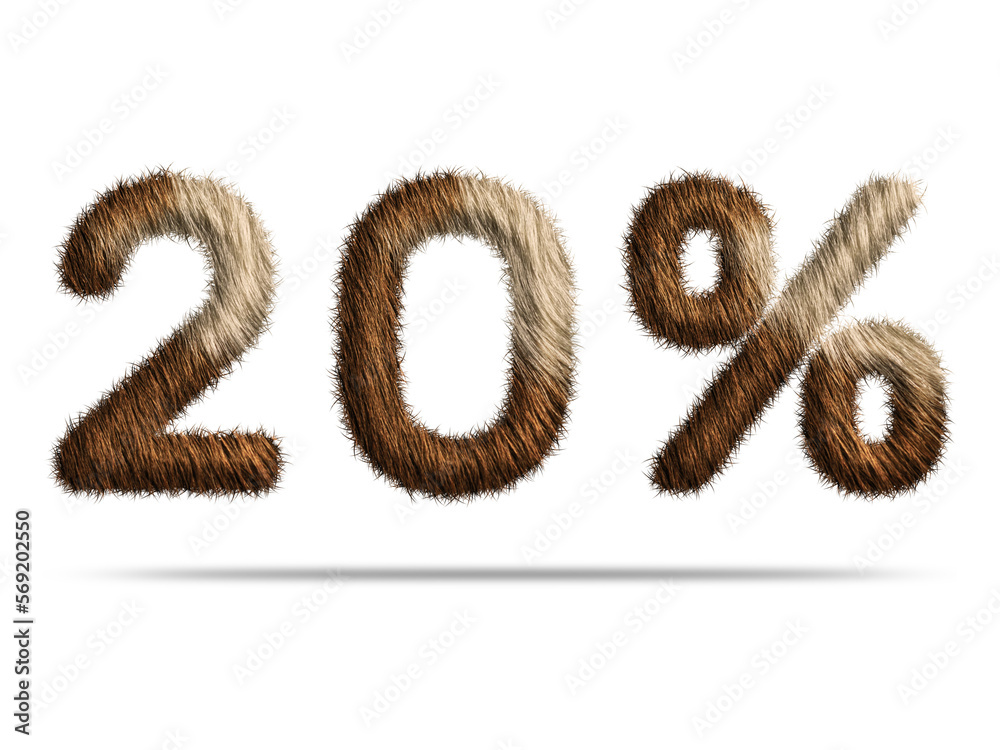 20 percent with fur texture for special offer discount sale concept 20 percent with fur texture for special offer discount sale concept