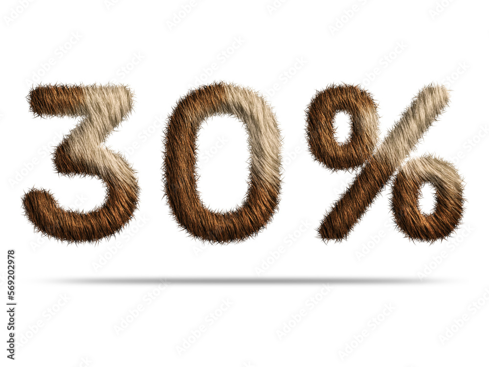 30 percent with fur texture for special offer discount sale concept 30 percent with fur texture for special offer discount sale concept
