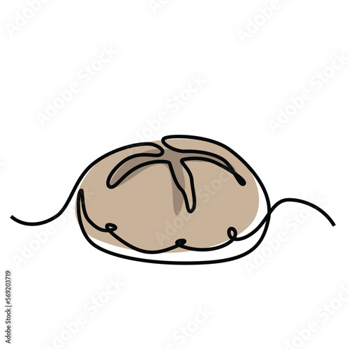 Single continuous line drawing of stylized sweet fresh bake bakery pastry in minimal continuous one line