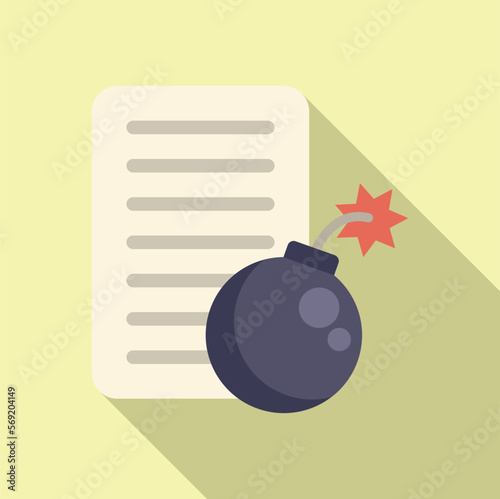File data bomb icon flat vector. Hacker error. Online email