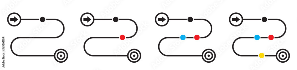 Product roadmap or project development roadmapping line art vector icon ...
