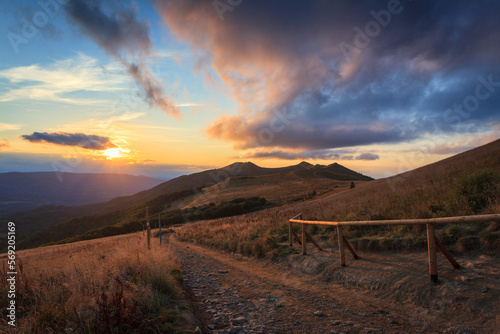 Fototapeta Naklejka Na Ścianę i Meble -  sunset on Połonina Wetlińska in the Bieszczady Mountains