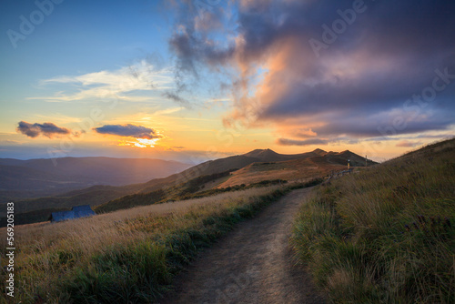 Fototapeta Naklejka Na Ścianę i Meble -  sunset on Połonina Wetlińska in the Bieszczady Mountains