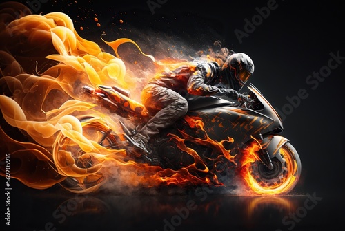 motorcycle on fire IA