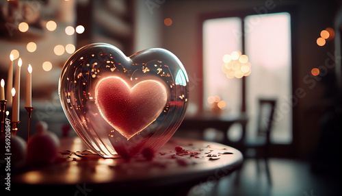 heart decoration glass, Valentine's Day generated by AI