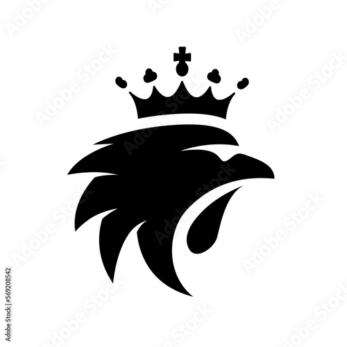 Rooster with crown black and white