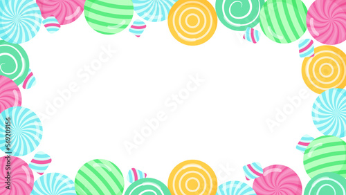 background with colorful lollipops and marmalade