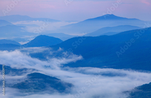 Fototapeta Naklejka Na Ścianę i Meble -  morning in the Bieszczady National Park, Poland