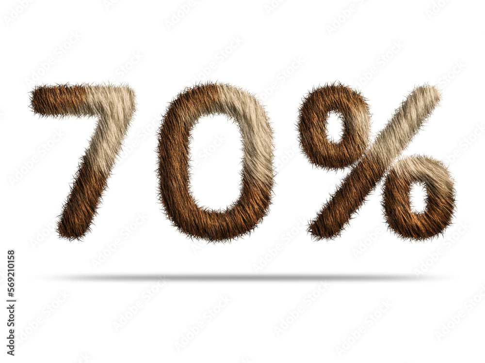 70 percent with brown fur texture for special offer discount sale concept 70 percent with brown fur texture for special offer discount sale concept
