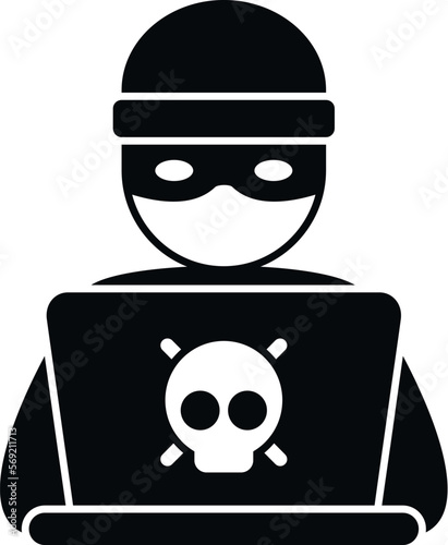 Hacker working icon simple vector. Online report. Crime data