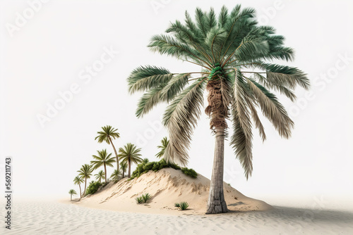 Palm tree growing in hot dry desert  generative ai