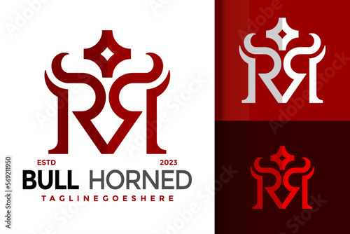 Letter R Bull Horned Logo Logos Design Element Stock Vector Illustration Template