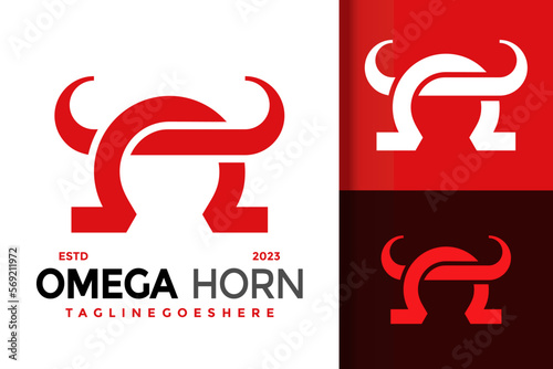 Omega Bull Horn Logo Logos Design Element Stock Vector Illustration Template