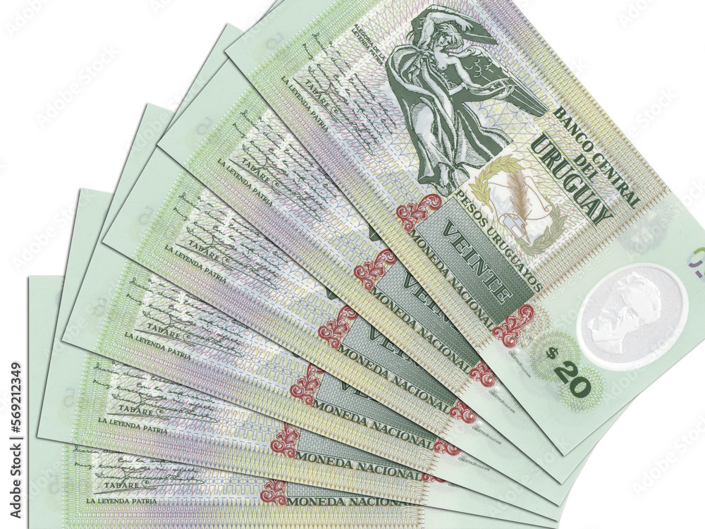 The Uruguayan currency - the Uruguayan peso. Macro view of Uruguay paper money. Close-up Uruguay money The Uruguayan currency - the Uruguayan peso. Macro view of Uruguay paper money. Close-up Uruguay money