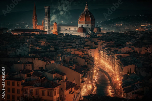 Florence night cityscape
