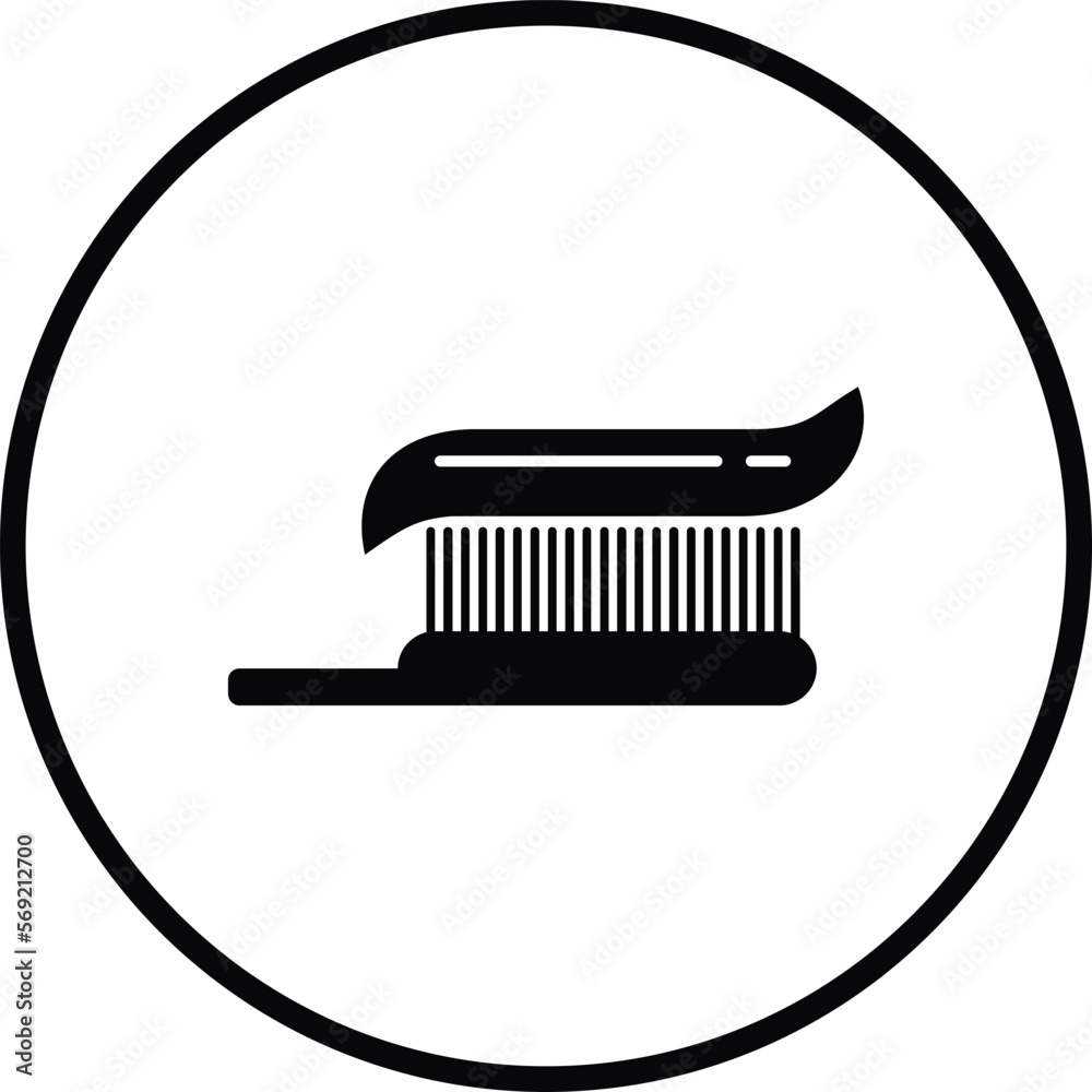 Vector icon of toothbrush with applied toothpaste portion Vector icon of toothbrush with applied toothpaste portion