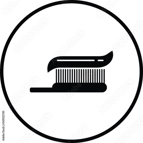 Vector icon of toothbrush with applied toothpaste portion