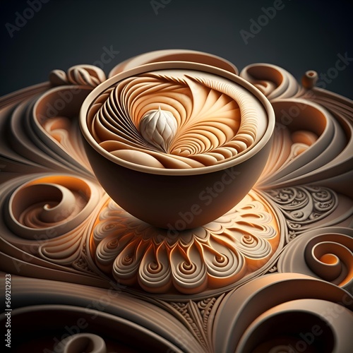cup of coffee. Warm brown, beige colors. Theme latte art