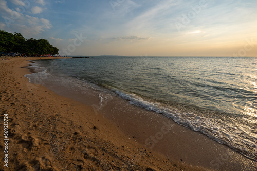 Pattaya Beach, Pratumnak Hill Between South Pattaya Beach and Jomtien Beach in the sunset, evening.