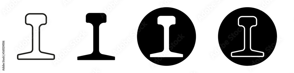 Railway profile simple vector icon. Set of steel rail for train industry. Railway profile simple vector icon. Set of steel rail for train industry.