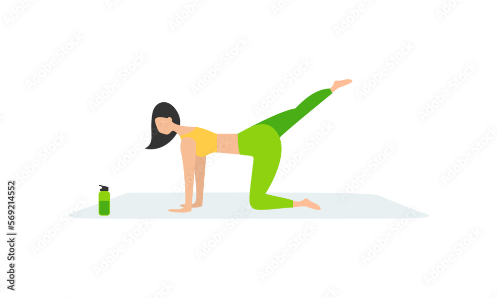 People do sports. People do sport exercises at home. Vector illustration
